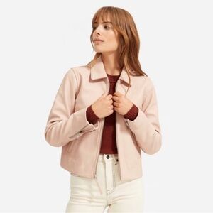 Everlane Women's The Modern Leather Jacket in Light Pink Size XL